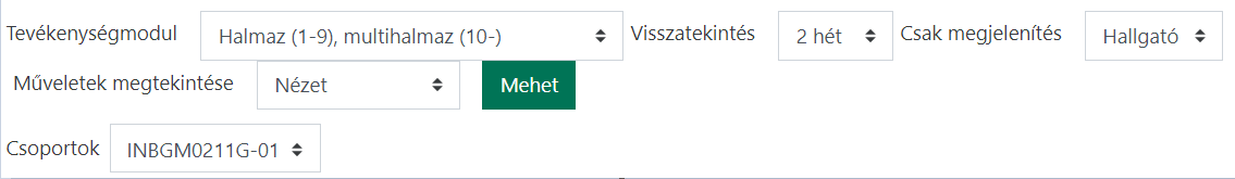 A jelentés dátum szerint szűrhető a cím alatt található szűrő használatával. 