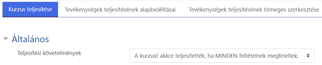 kurzus teljesítése - teljesítési követelmények