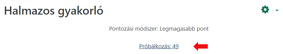 Kattintás a Próbálkozás linkre. 